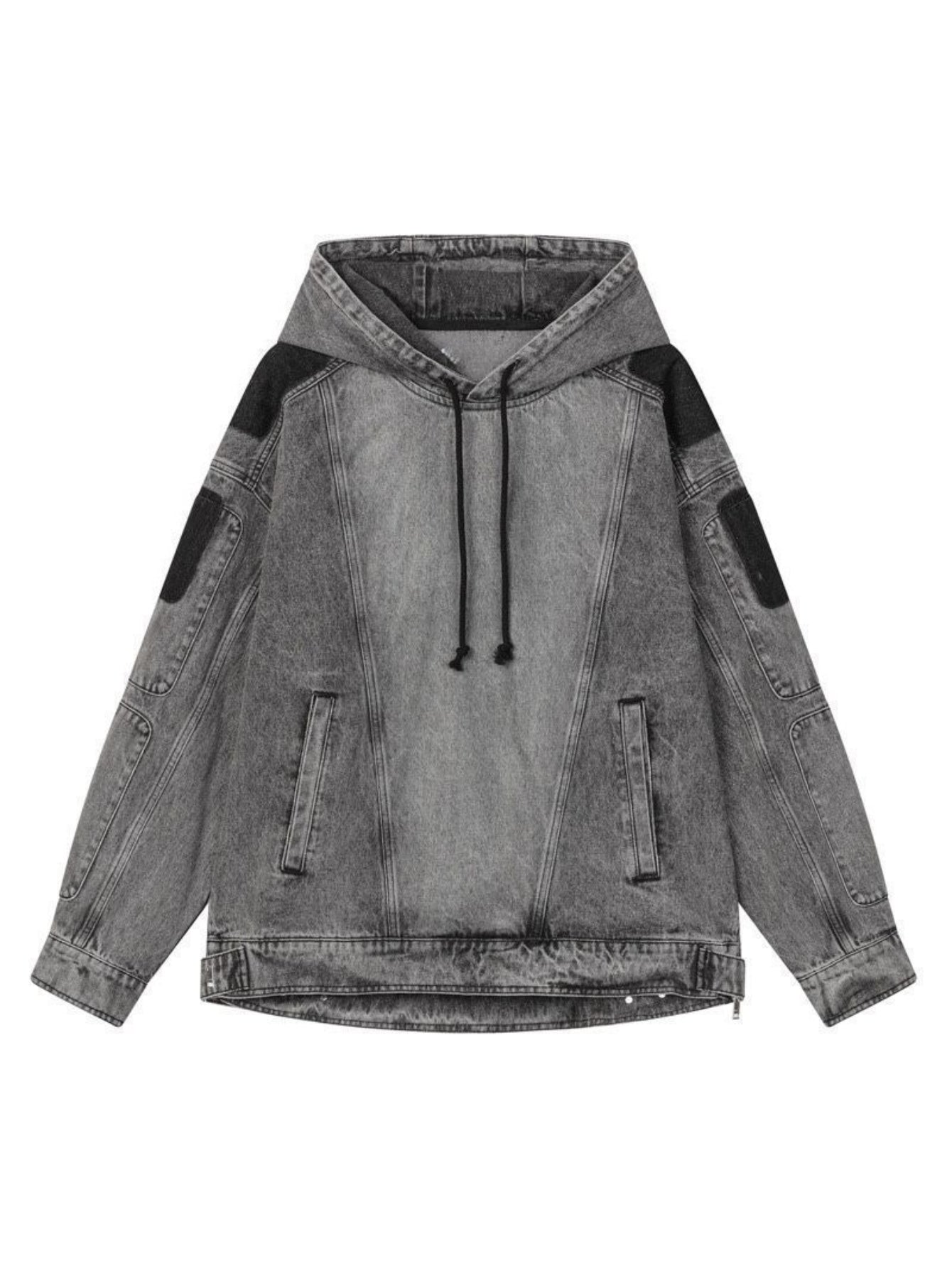 HERTALK Men'S Spring And Autumn 3D Denim Hoodie, New Style for Layered Wearing, Loose Fit
