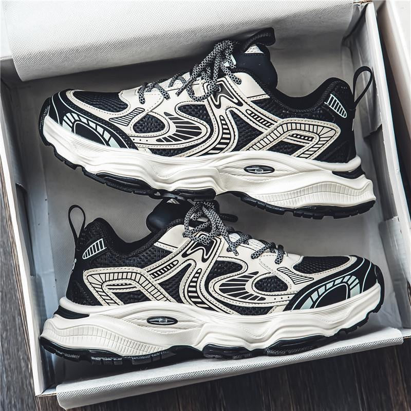 New Spring Men's Shoes, Breathable Mesh Shoes, Trendy Versatile Thick-soled Sneakers, Casual Dad Shoes Men