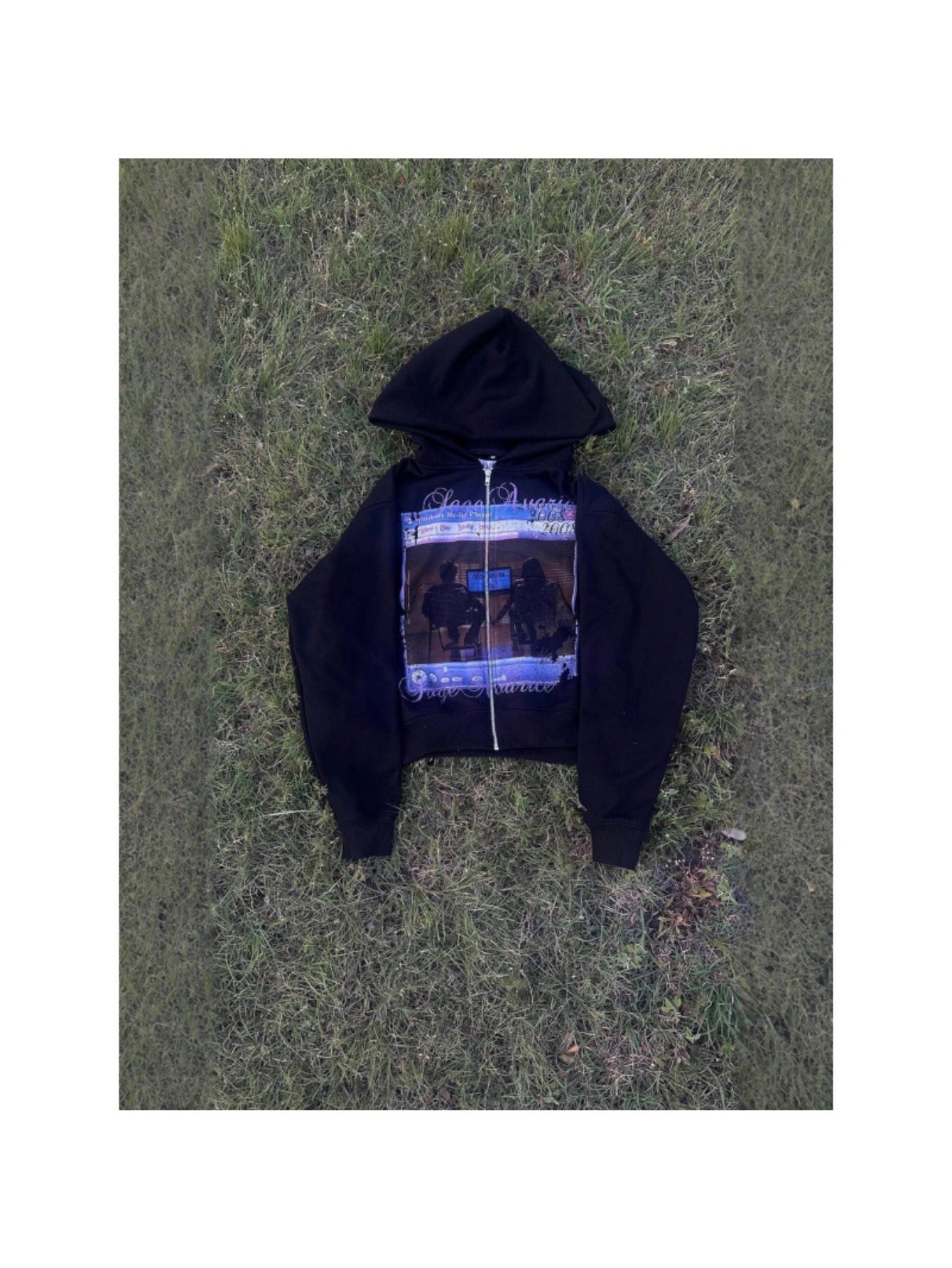 Vintage Stylish Loose Zip-Up Hoodie, American Street Graphic Printed Long Sleeve Sweatshirt, Casual Trendy Oversized Hooded Outerwear Ideal for Daily Street Fashion Matching Outfits