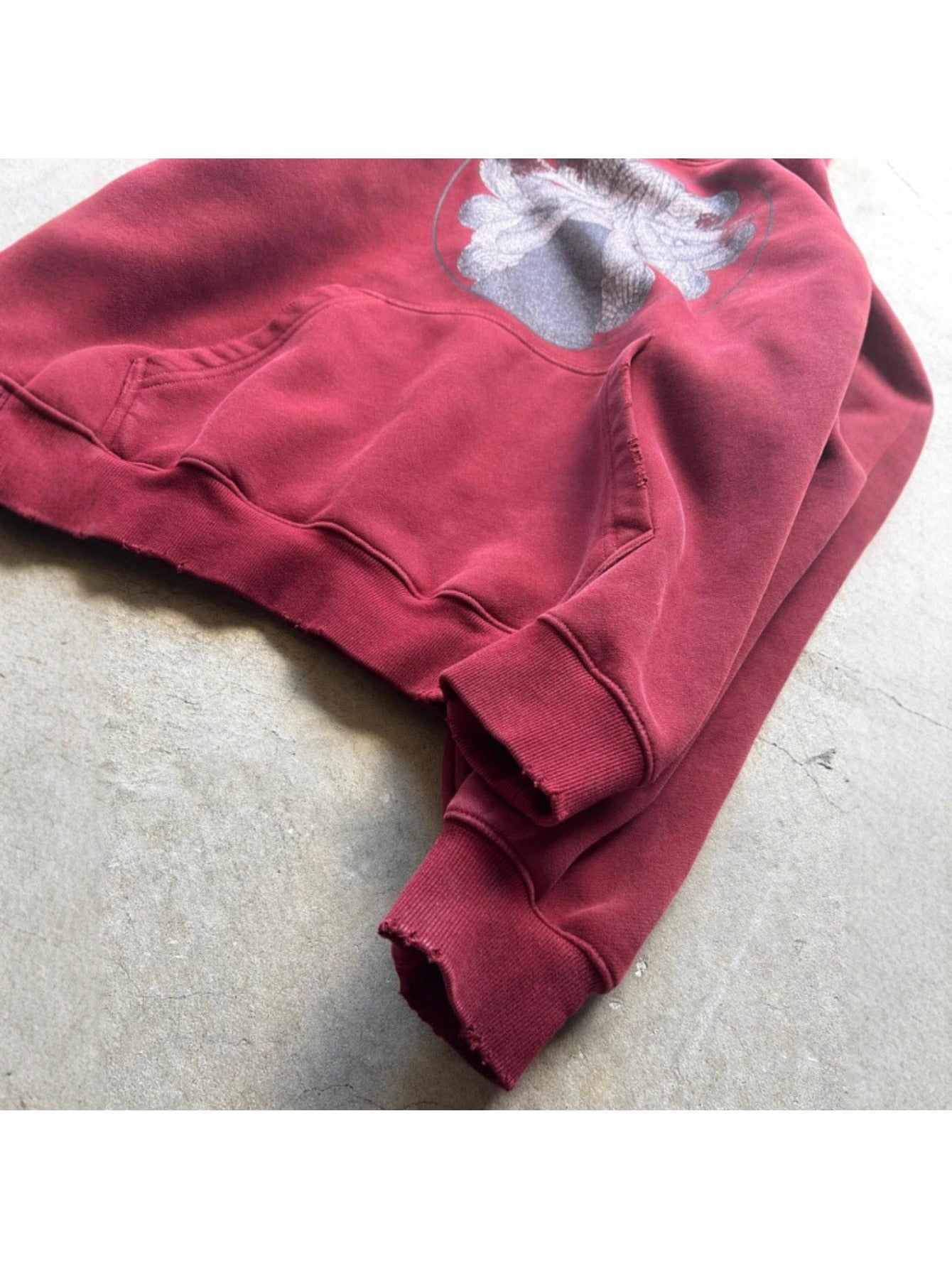 Men's Wine Red American Style Printed Oversized Hoodie, Unique Trendy Design No Duplicate Style, Comfort Loose Autumn Casual Hooded Sweatshirt Ideal for Daily Street Fashion Outfits