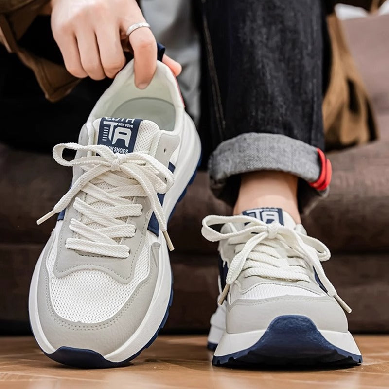 Men'S Mesh Breathable Casual Sports Shoes, Thick Sole Running Sneakers for Daily Wear, Lightweight Non-Slip Summer Walking Shoes