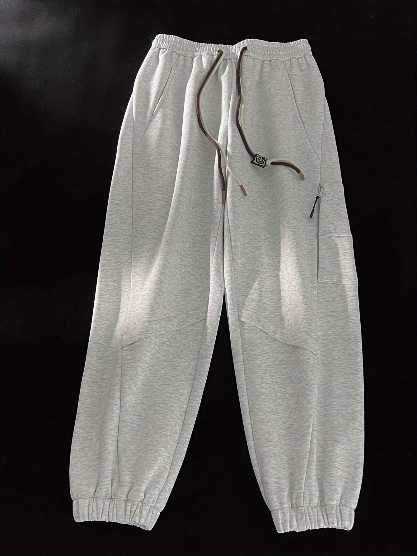 Men's High-Waisted Vertical Straight Leg Sweatpants - Light Grey Retro Gym Joggers with Elastic Drawstring Waist, Loose Curved Knife Fit for Fitness, Sports & Casual Wear | Spring\u002FAutumn Pants (Machine Washable)