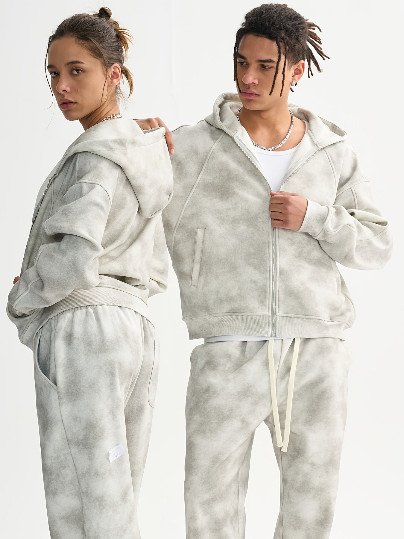 Vintage Men Zipper Hoodie Autumn\u002Fwinter Oversized Boxy Fit Zipper Sweatshirt Grey Streetwear Casual Couple Jacket Top Heavyweight Baggy Hoodie Unisex