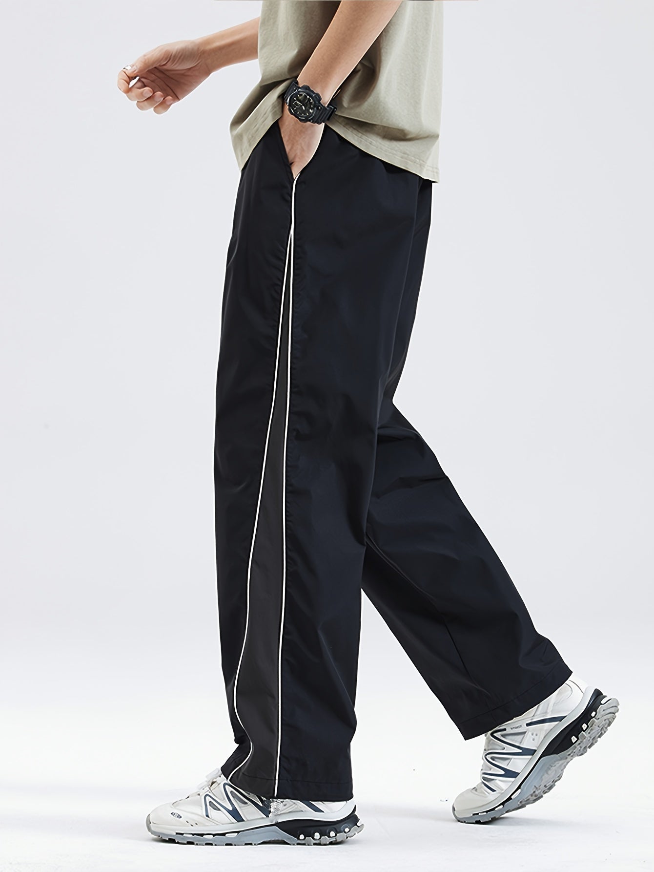 Casual Jogger Pants for Men Featuring a Striped Color-Block Design, Straight-Leg Fit, And a Drawstring Waist, Perfect for Spring And Autumn