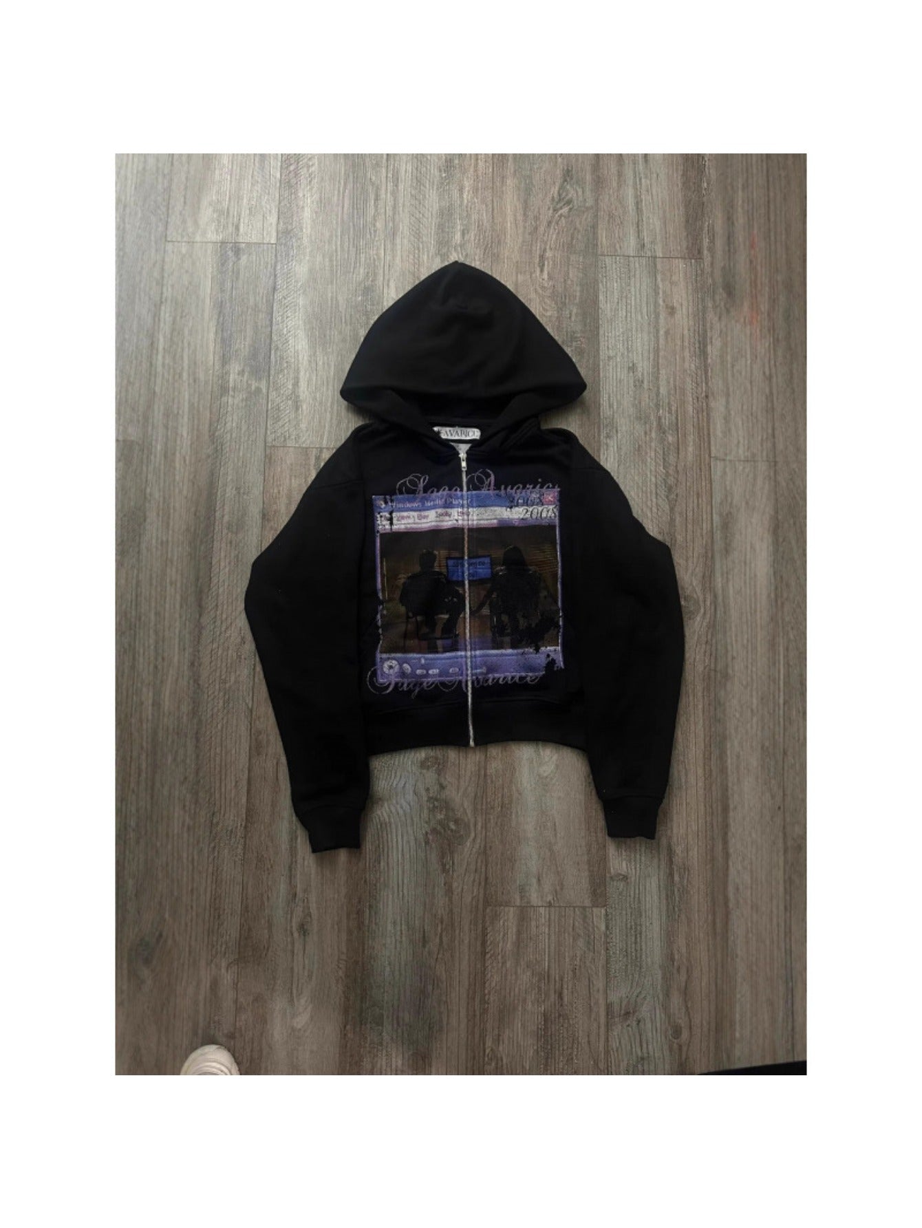 Vintage Stylish Loose Zip-Up Hoodie, American Street Graphic Printed Long Sleeve Sweatshirt, Casual Trendy Oversized Hooded Outerwear Ideal for Daily Street Fashion Matching Outfits