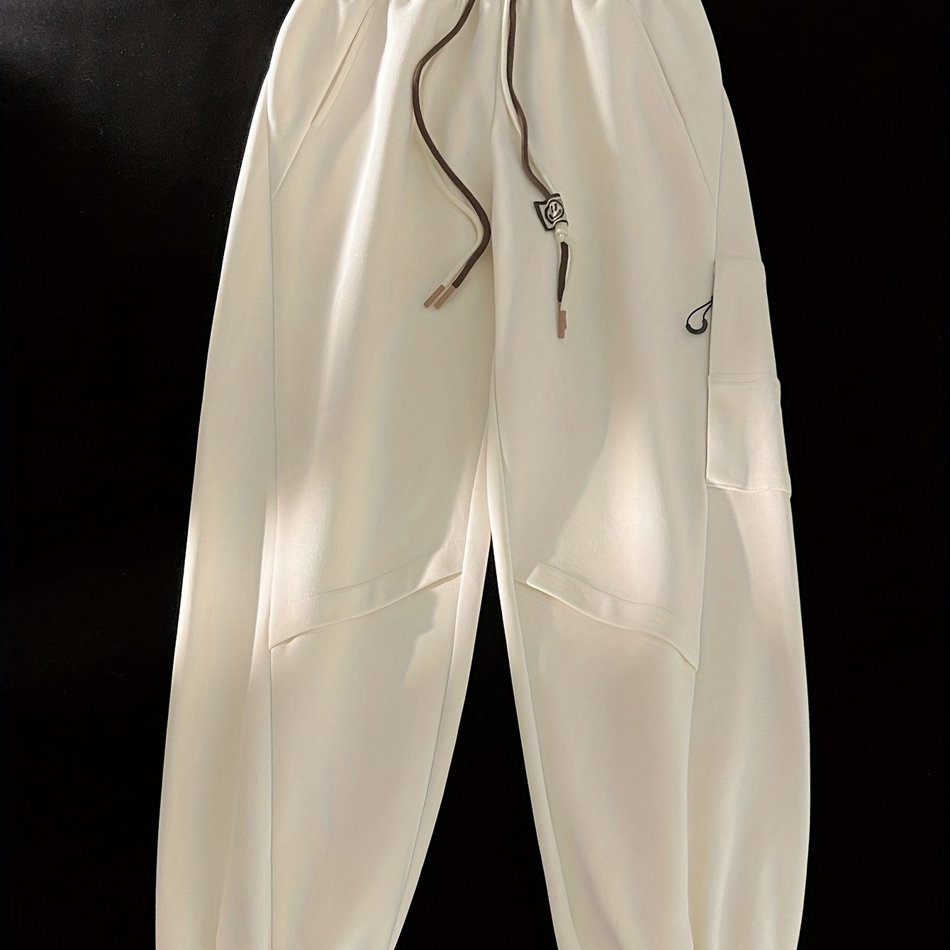 Men's High-Waisted Vertical Straight Leg Sweatpants - Light Grey Retro Gym Joggers with Elastic Drawstring Waist, Loose Curved Knife Fit for Fitness, Sports & Casual Wear | Spring\u002FAutumn Pants (Machine Washable)