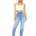 Women'S Light Blue Drawstring Waist Jogger Jeans, Loose And Stretchy for Casual Versatility, And Leg-Lengthening, Perfect for Daily Commutes, Shopping, Or Strolls in Summer