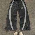 Color Patchwork Front Pocket Sweatpants, Men's Drawstring Waist Printed Pants
