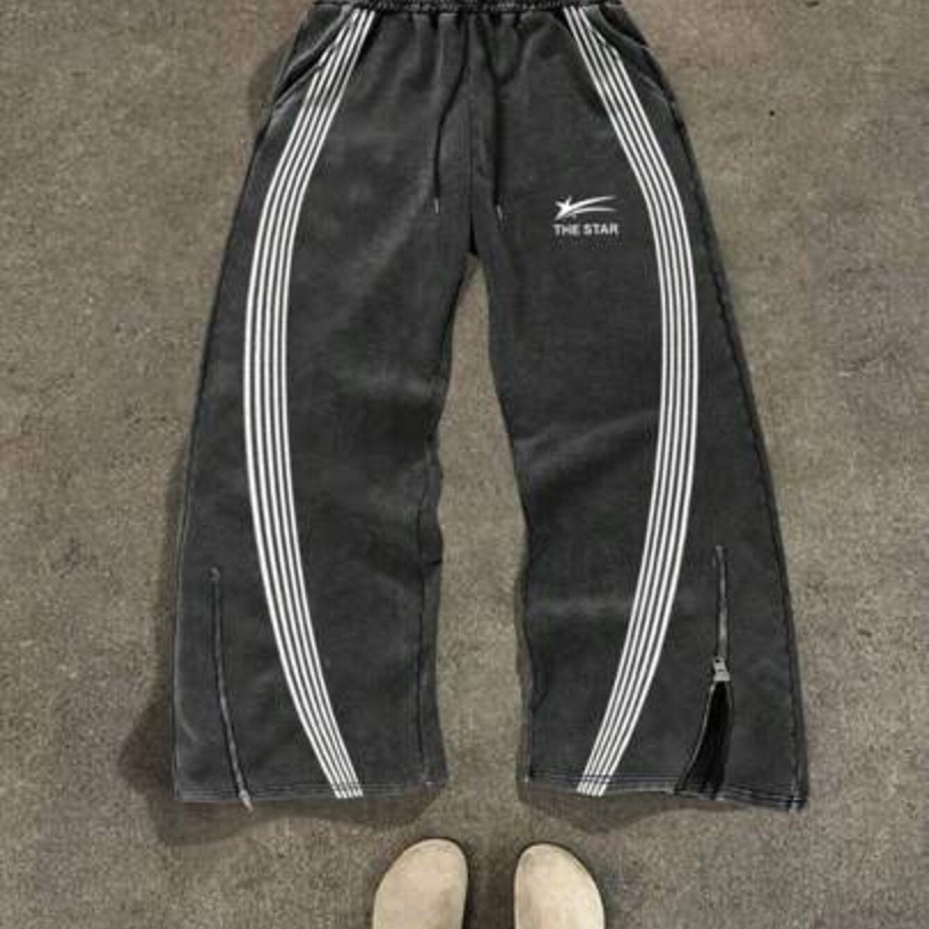 Color Patchwork Front Pocket Sweatpants, Men's Drawstring Waist Printed Pants
