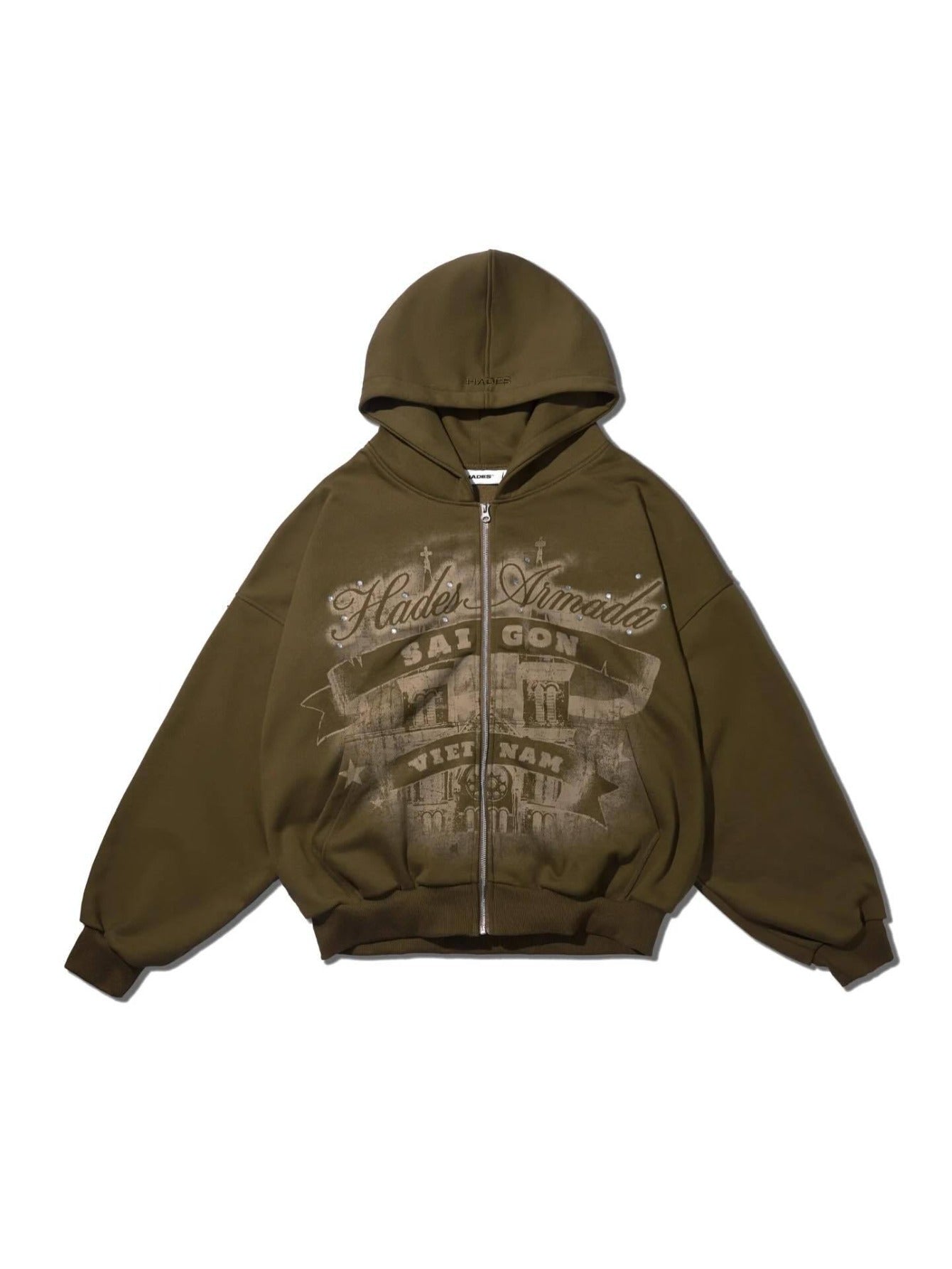 The new hoodie with letter print design, zipper and hood, is a loose version for both men and women