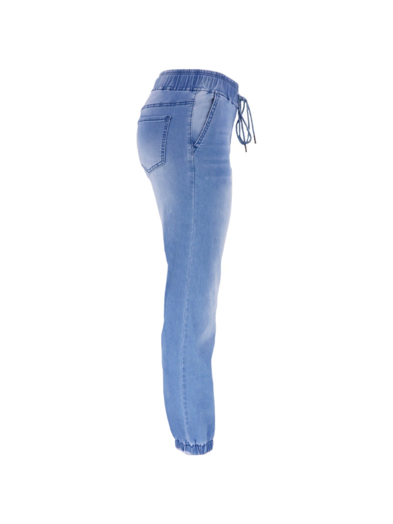 Women'S Light Blue Drawstring Waist Jogger Jeans, Loose And Stretchy for Casual Versatility, And Leg-Lengthening, Perfect for Daily Commutes, Shopping, Or Strolls in Summer
