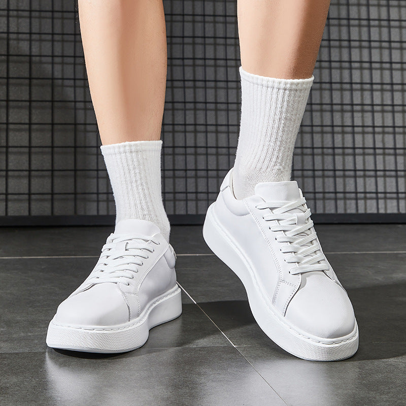 Men'S White Sneakers for 2026, Crafted from High-Quality Genuine, Ideal for Both Athletic And Casual Occasions, Stylish And Adaptable Summer Footwear Featuring Thick Soles