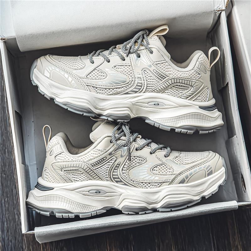 New Spring Men's Shoes, Breathable Mesh Shoes, Trendy Versatile Thick-soled Sneakers, Casual Dad Shoes Men
