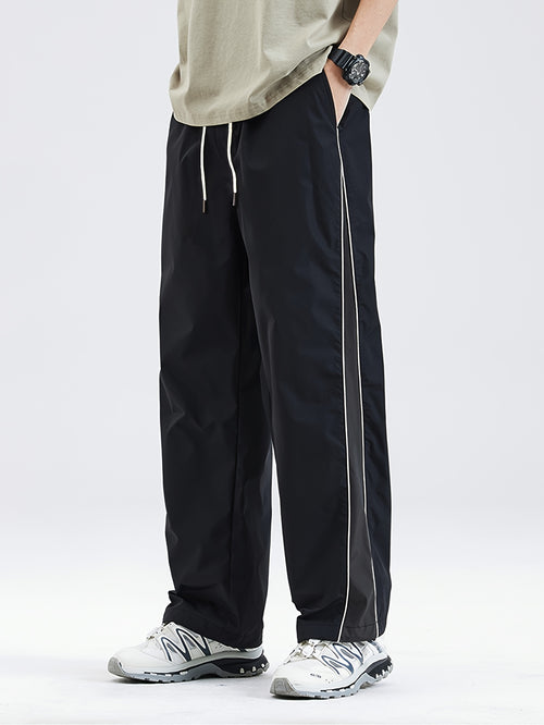 Casual Jogger Pants for Men Featuring a Striped Color-Block Design, Straight-Leg Fit, And a Drawstring Waist, Perfect for Spring And Autumn