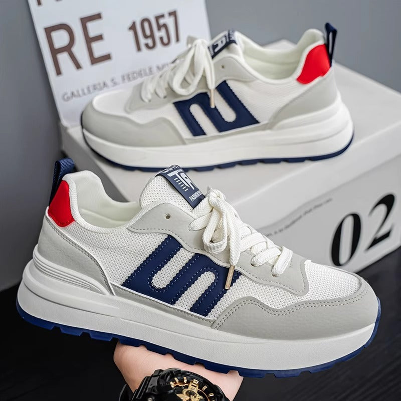Men'S Mesh Breathable Casual Sports Shoes, Thick Sole Running Sneakers for Daily Wear, Lightweight Non-Slip Summer Walking Shoes
