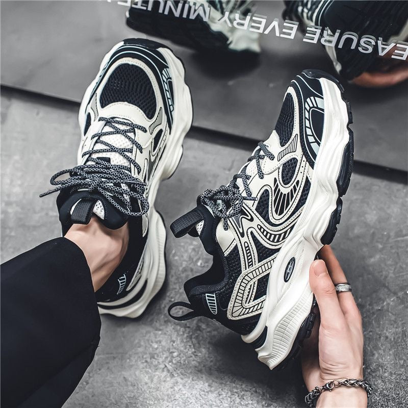 New Spring Men's Shoes, Breathable Mesh Shoes, Trendy Versatile Thick-soled Sneakers, Casual Dad Shoes Men