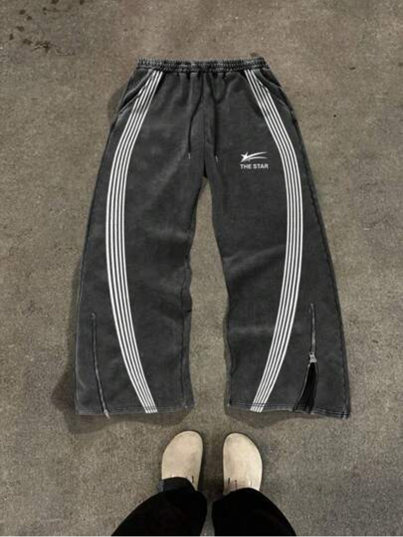 Color Patchwork Front Pocket Sweatpants, Men's Drawstring Waist Printed Pants