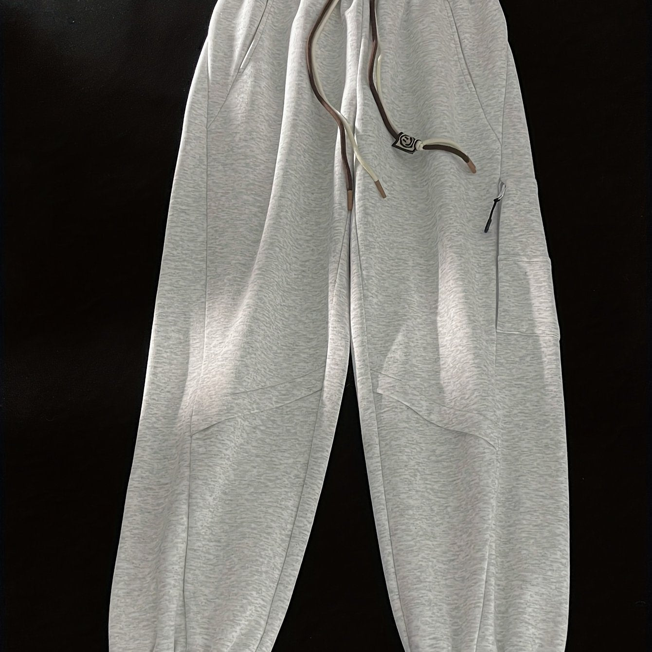 Men's High-Waisted Vertical Straight Leg Sweatpants - Light Grey Retro Gym Joggers with Elastic Drawstring Waist, Loose Curved Knife Fit for Fitness, Sports & Casual Wear | Spring\u002FAutumn Pants (Machine Washable)