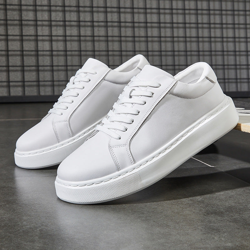 Men'S White Sneakers for 2026, Crafted from High-Quality Genuine, Ideal for Both Athletic And Casual Occasions, Stylish And Adaptable Summer Footwear Featuring Thick Soles