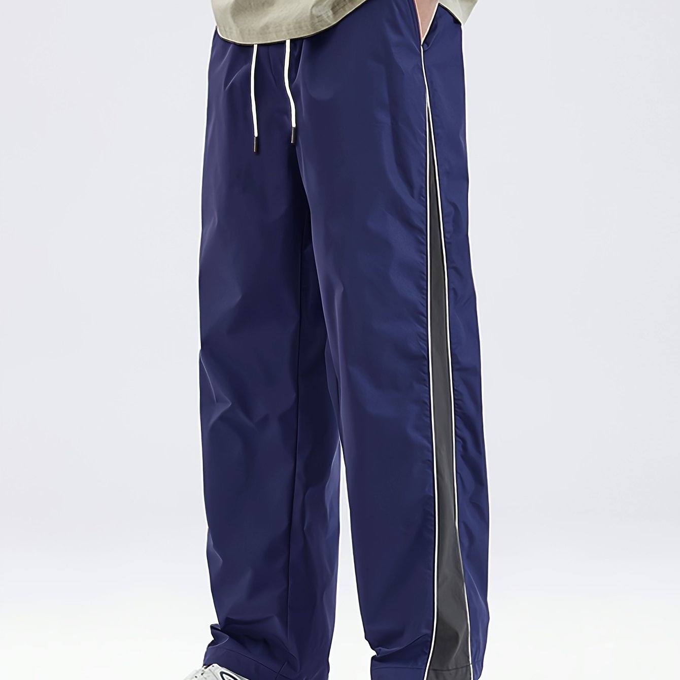 Casual Jogger Pants for Men Featuring a Striped Color-Block Design, Straight-Leg Fit, And a Drawstring Waist, Perfect for Spring And Autumn